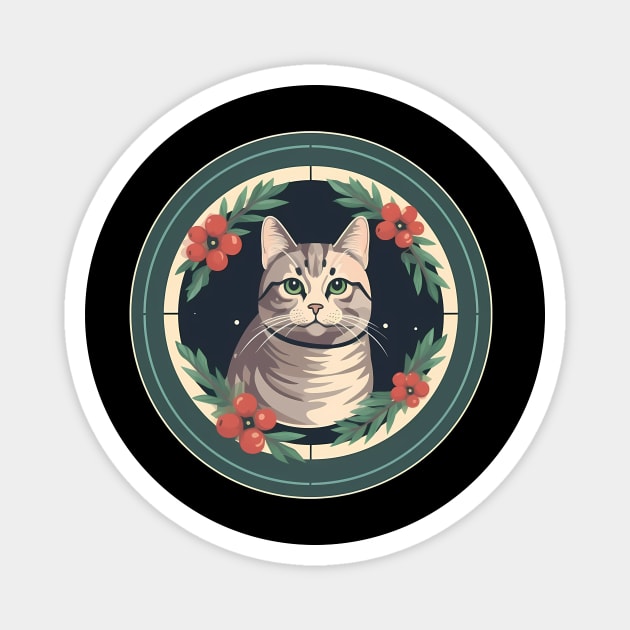 American Shorthair Cat Floral Ornament Magnet by logiamerch